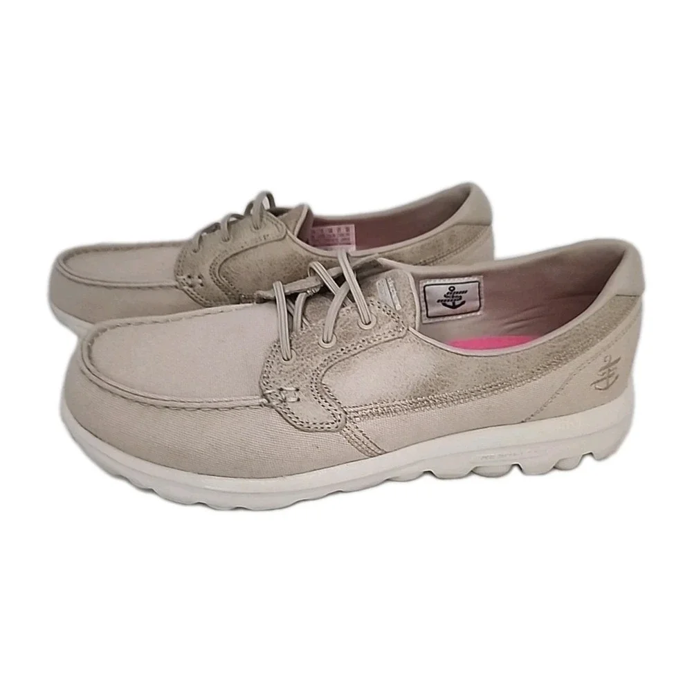 Skechers On-the-Go Boat Shoes Women's 10 Slip On Casual Comfort‎ Low Top Beige